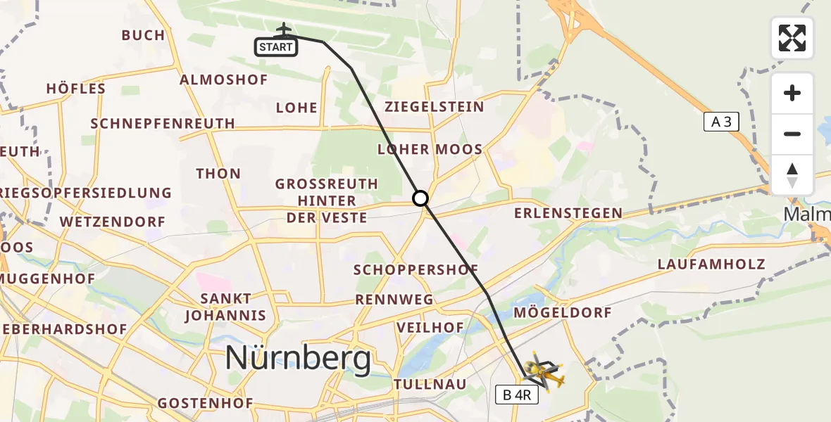 Flugroute Rettungshubschrauber Flughafen Nuremberg - Nürnberg, 28 Juni 2026, 09:39