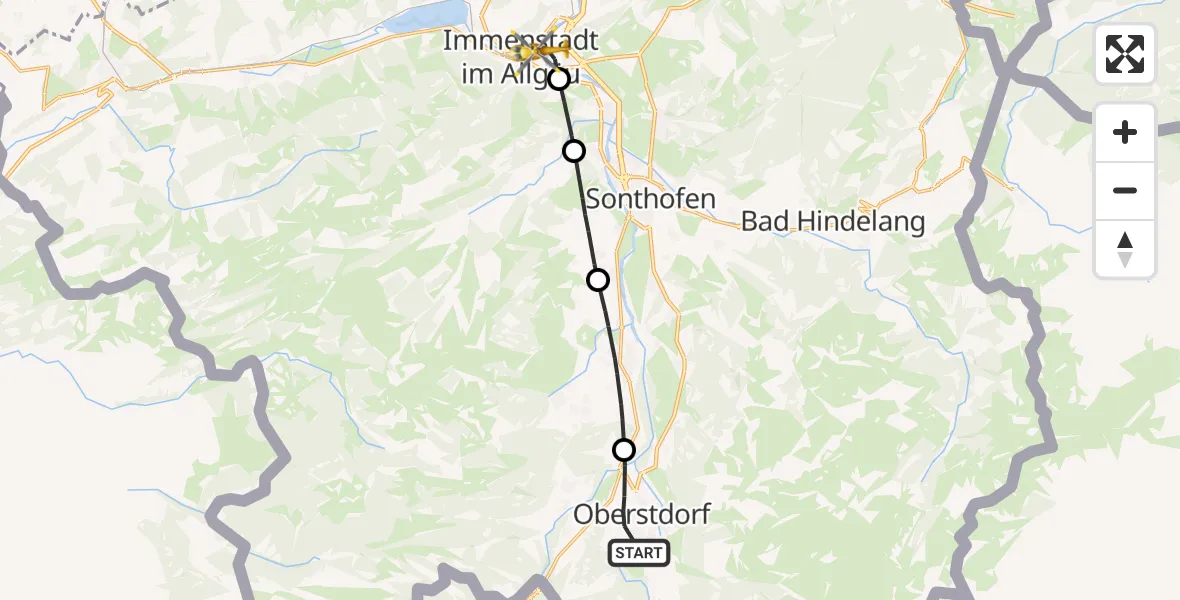 Flugroute Rettungshubschrauber Oberstdorf - Immenstadt i.Allgäu, 28 Juni 2026, 09:48