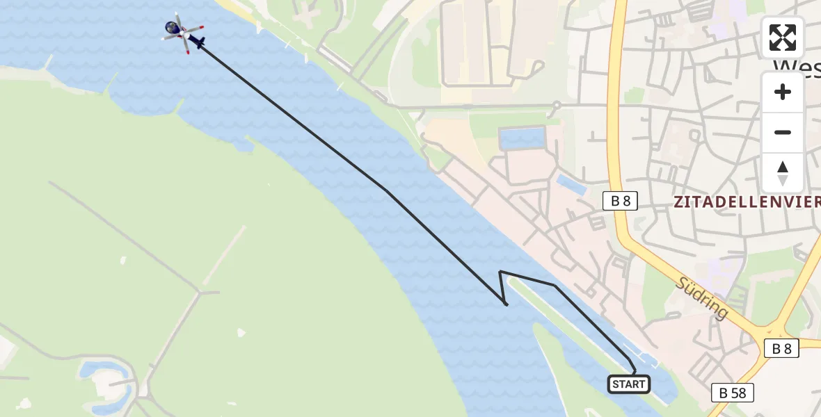 Flugroute Polizeihubschrauber Wesel - Wesel, 28 Juni 2026, 11:12