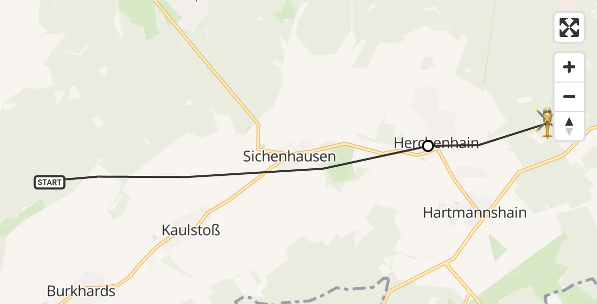 Flugroute Rettungshubschrauber Schotten - Grebenhain, 28 Juni 2026, 11:18