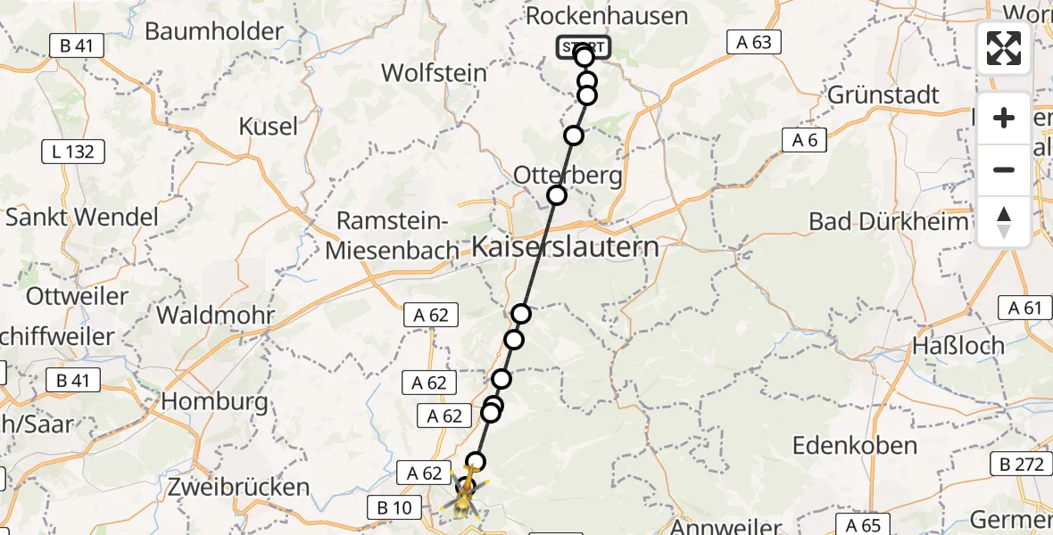 Flugroute Rettungshubschrauber Imsweiler UL - Rodalben, 28 Juni 2026, 12:36