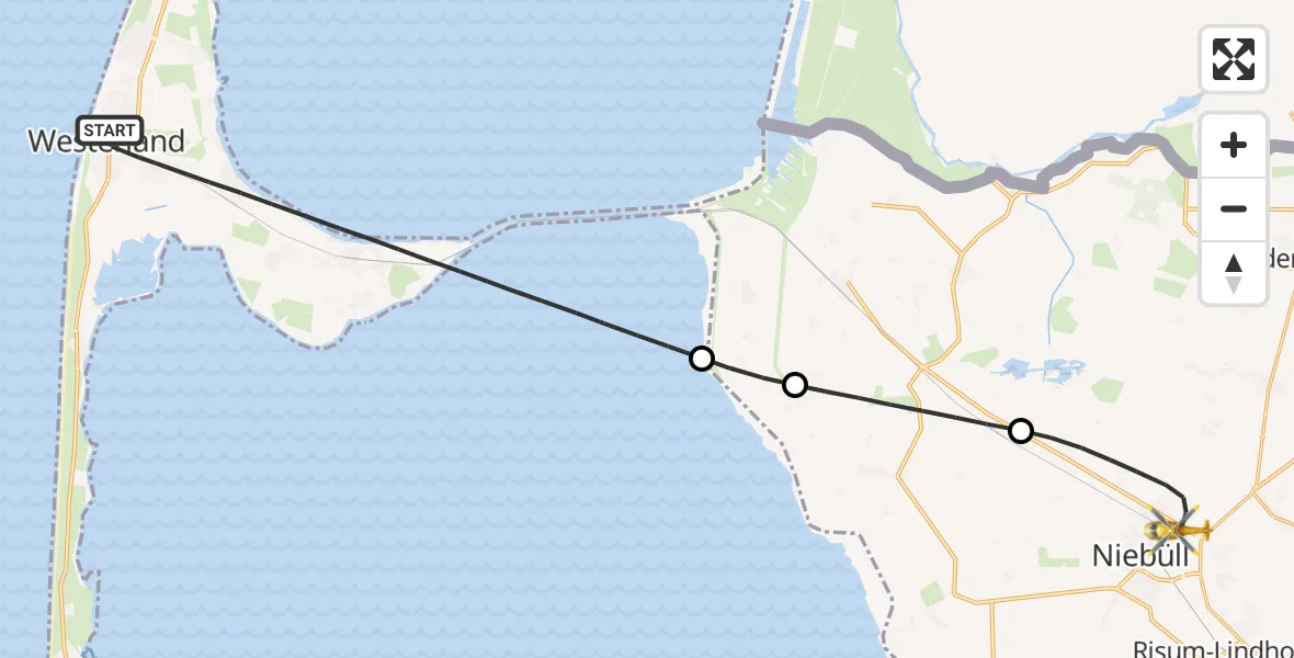 Flugroute Rettungshubschrauber Sylt - Niebüll, 28 Juni 2026, 13:17