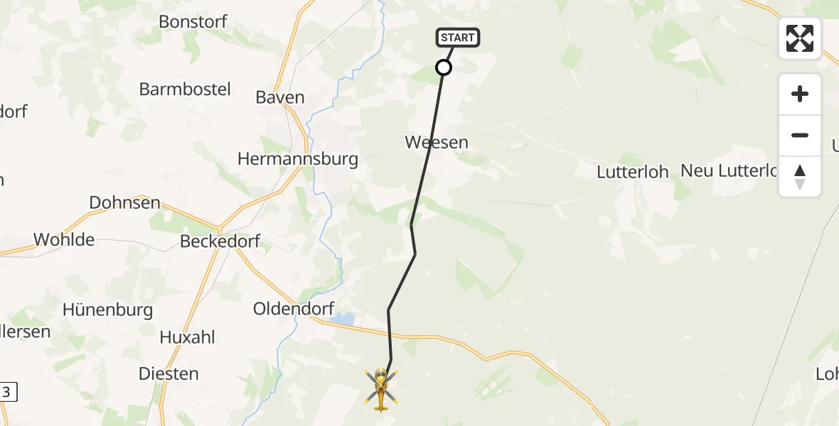 Flugroute Rettungshubschrauber Faßberg - Südheide, 28 Juni 2026, 13:31