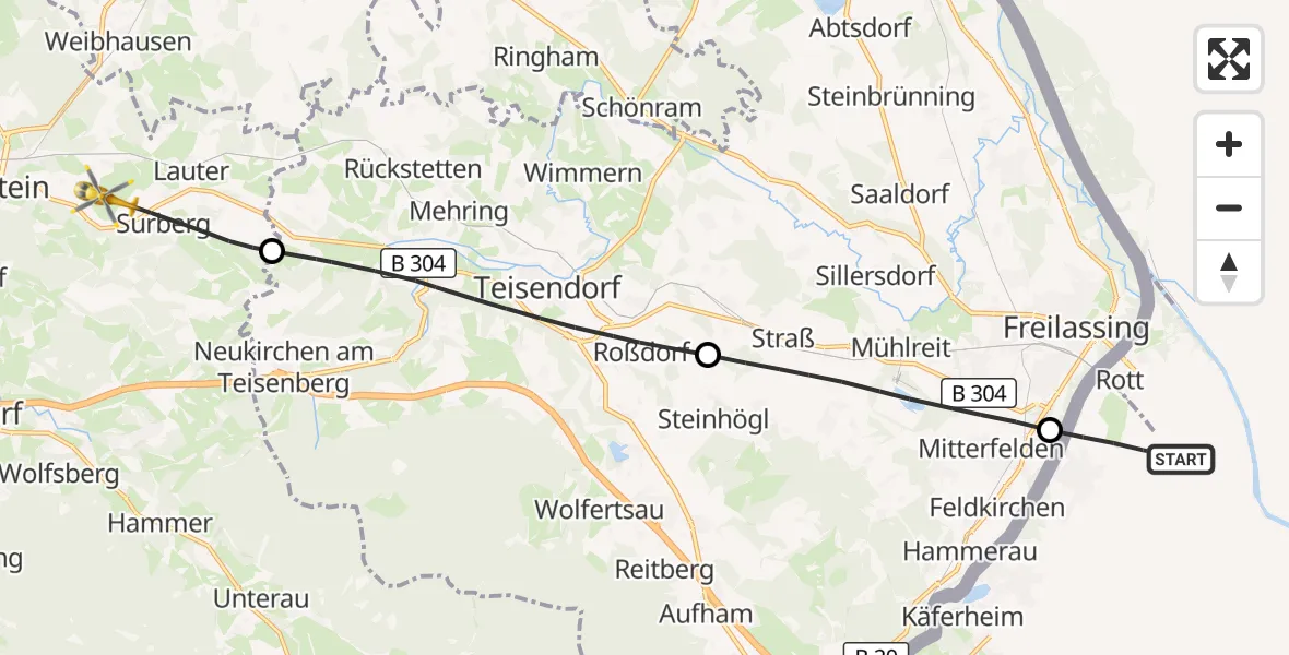 Flugroute Rettungshubschrauber Rott - Surberg, 28 Juni 2026, 13:46