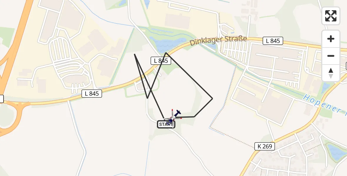 Flugroute Polizeihubschrauber Lohne (Oldenburg) - Lohne (Oldenburg), 28 Juni 2026, 14:45