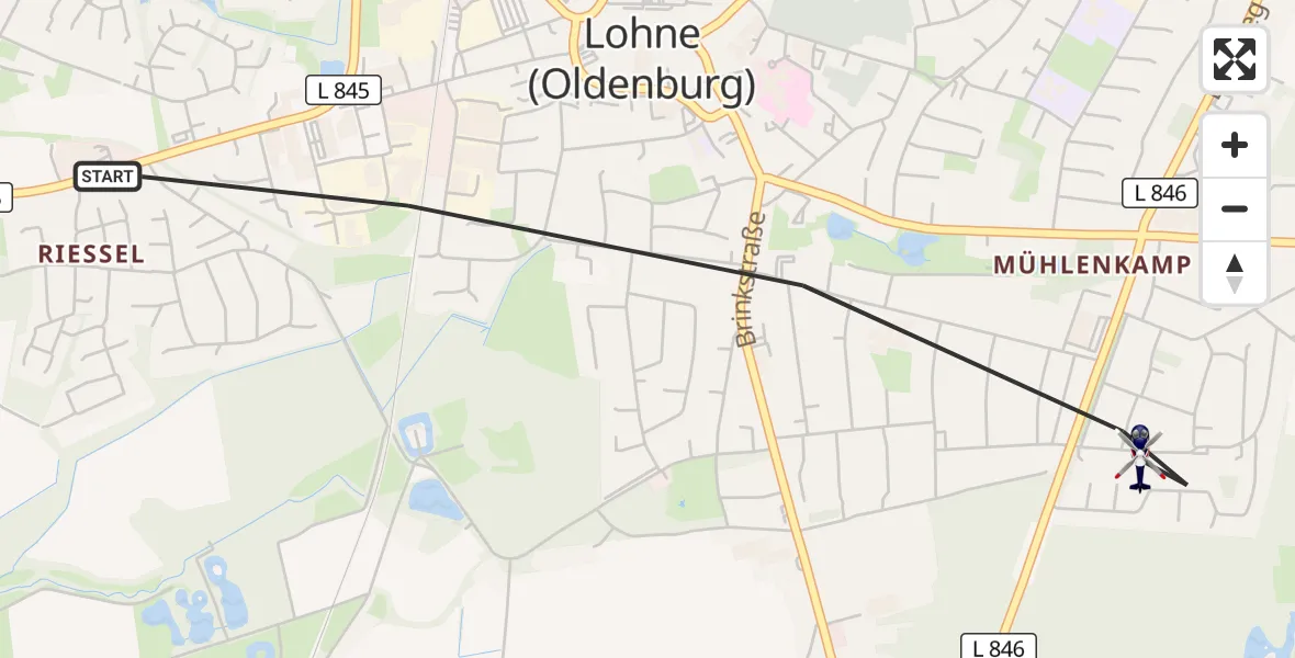 Flugroute Polizeihubschrauber Lohne (Oldenburg) - Lohne (Oldenburg), 28 Juni 2026, 14:51