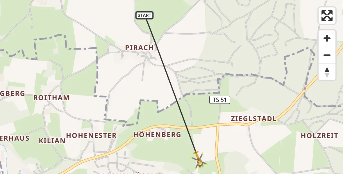 Flugroute Rettungshubschrauber Trostberg - Traunreut, 28 Juni 2026, 16:02