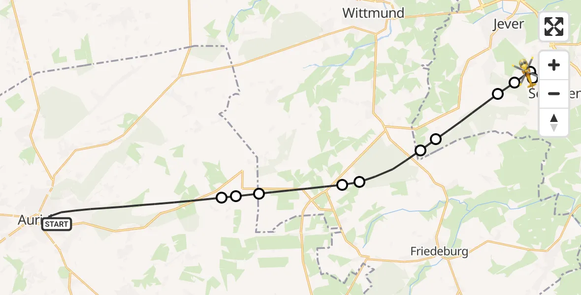 Flugroute Rettungshubschrauber Aurich - Schortens, 28 Juni 2026, 16:36