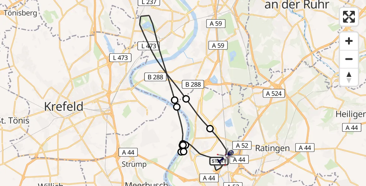 Flugroute Polizeihubschrauber Düsseldorf Flughafen - Düsseldorf Flughafen, 28 Juni 2026, 17:10