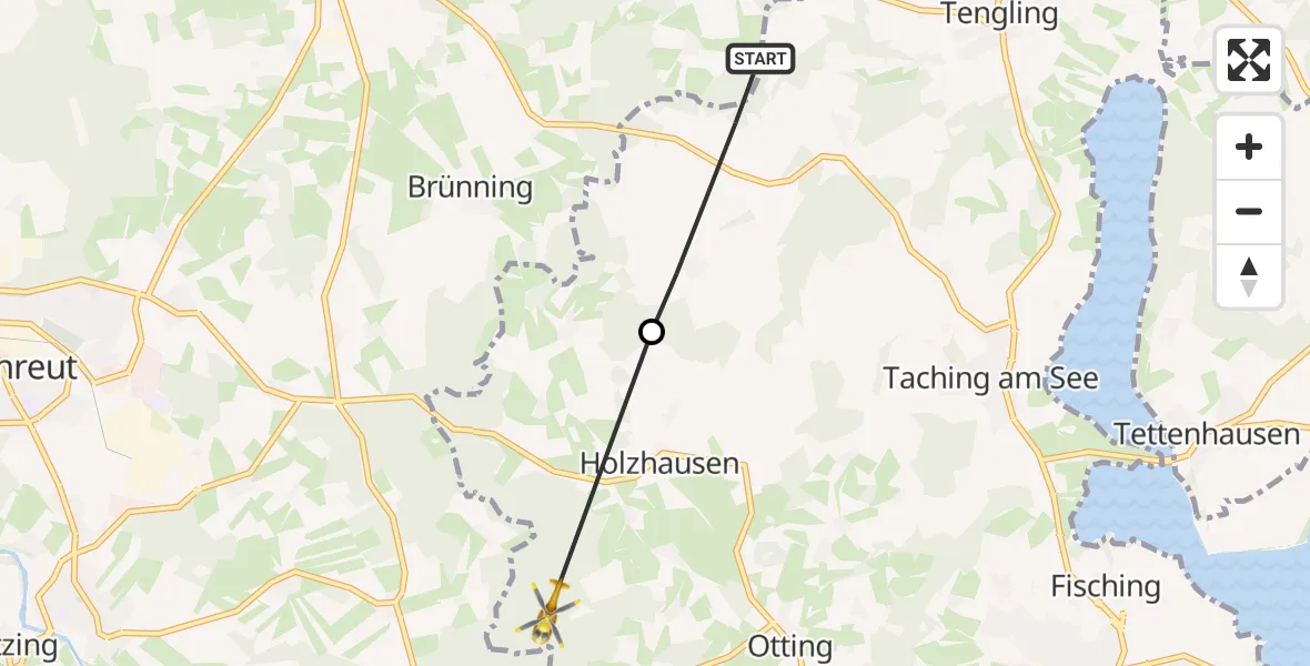 Flugroute Rettungshubschrauber Taching a.See - Waging a.See, 28 Juni 2026, 17:13