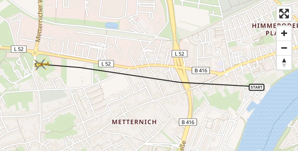 Flugroute Rettungshubschrauber Koblenz - Koblenz, 28 Juni 2026, 19:24