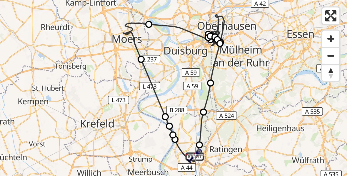 Flugroute Polizeihubschrauber Düsseldorf Flughafen - Düsseldorf Flughafen, 28 Juni 2026, 19:54