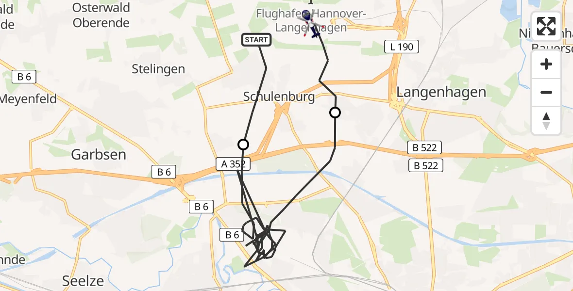 Flugroute Polizeihubschrauber Flughafen Hannover - Flughafen Hannover, 29 Juni 2026, 02:46