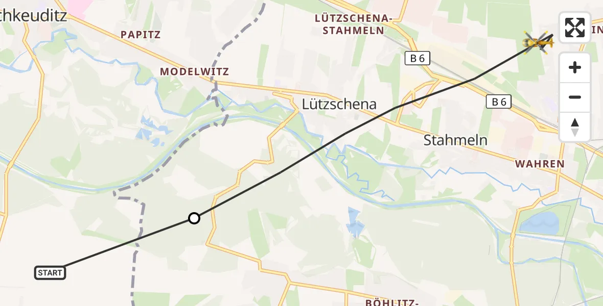 Flugroute Rettungshubschrauber Schkeuditz - Leipzig, 29 Juni 2026, 06:10