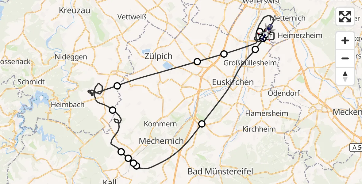 Flugroute Polizeihubschrauber Weilerswist UL - Weilerswist UL, 29 Juni 2026, 06:11