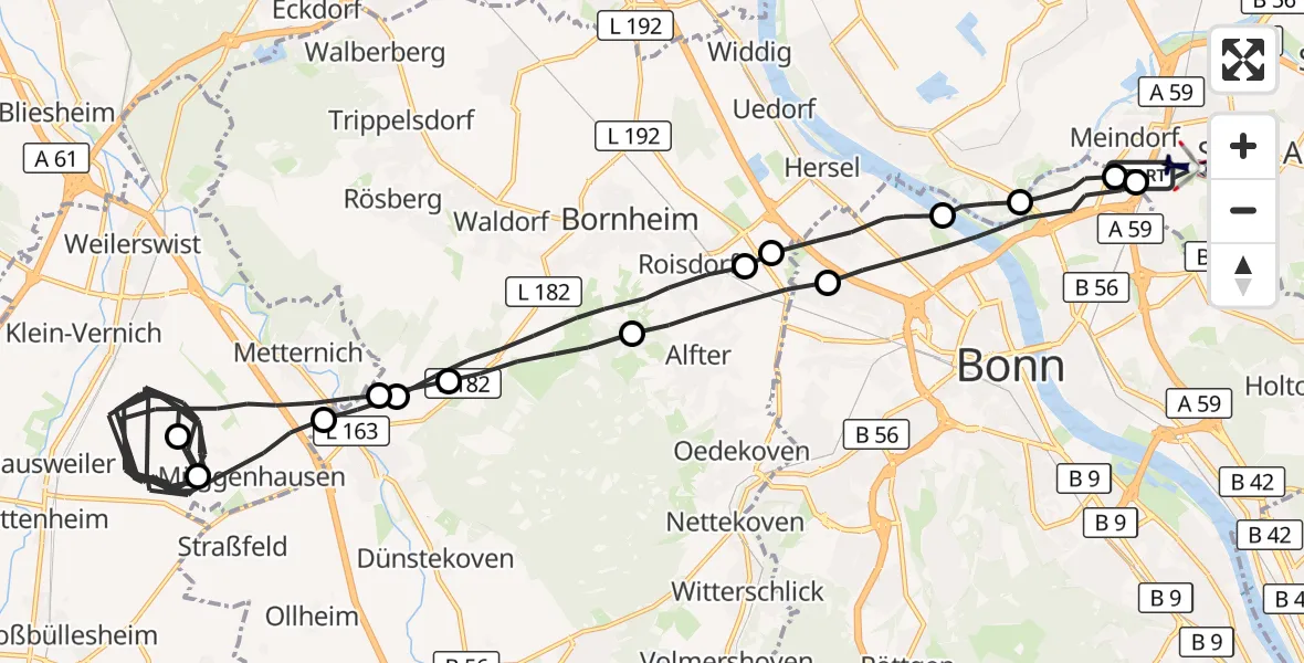 Flugroute Polizeihubschrauber Sankt Augustin - Sankt Augustin, 29 Juni 2026, 06:51