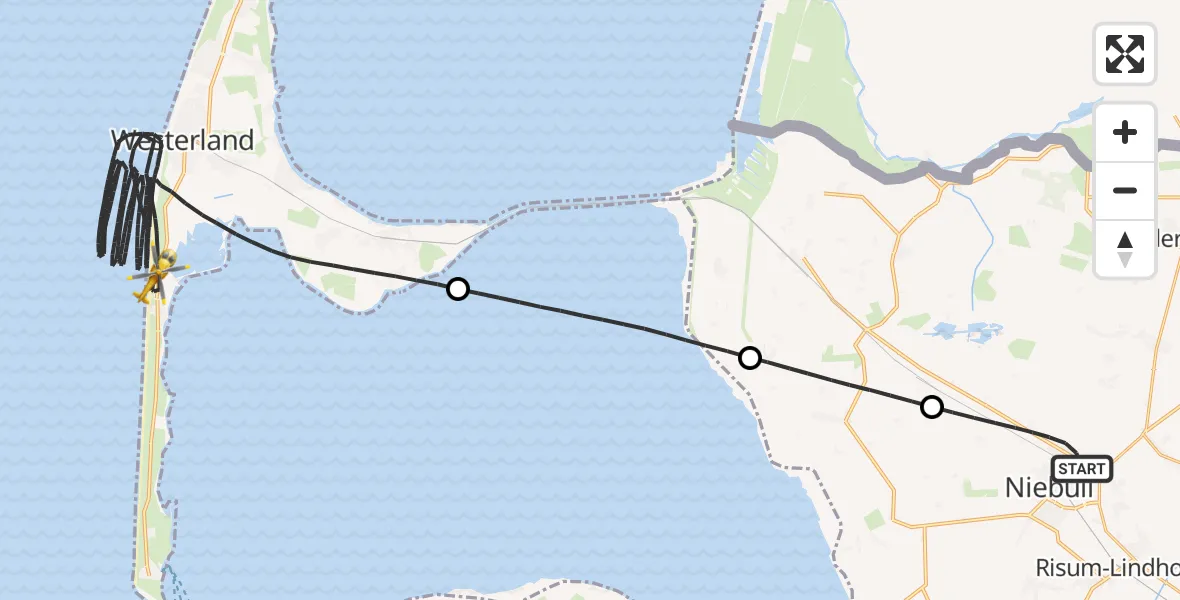 Flugroute Rettungshubschrauber Niebüll - Sylt, 29 Juni 2026, 07:00