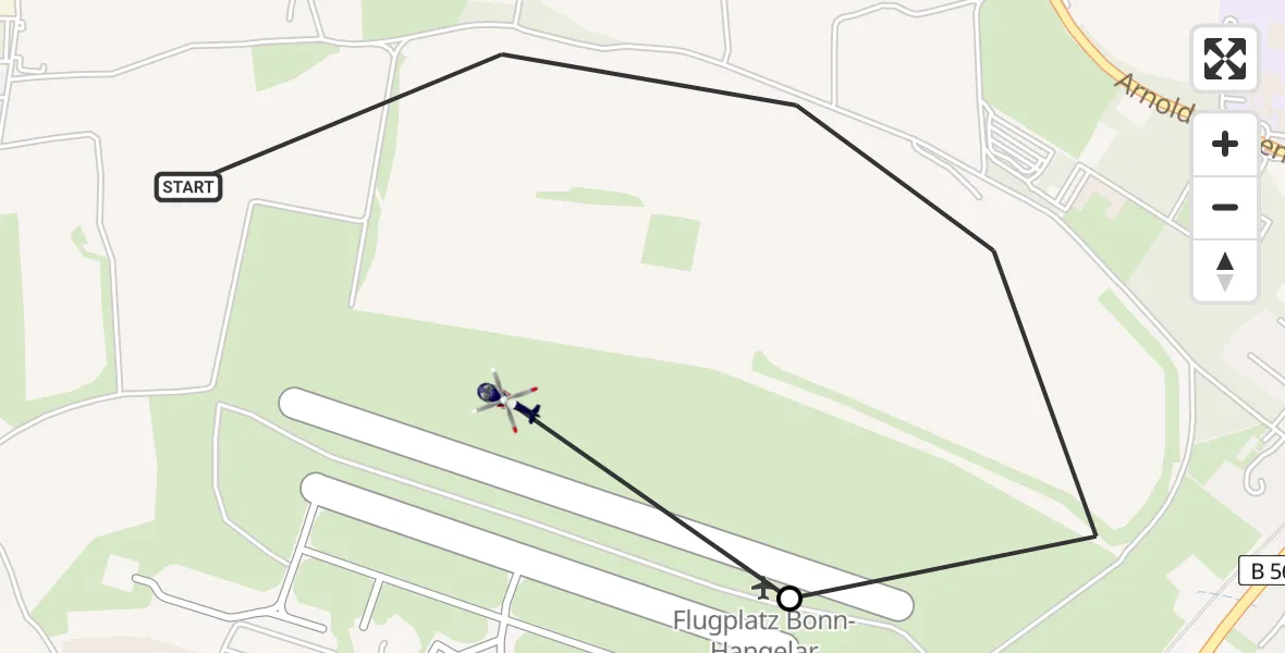Flugroute Polizeihubschrauber Sankt Augustin - Bonn-Hangelar Flugplatz, 29 Juni 2026, 07:51