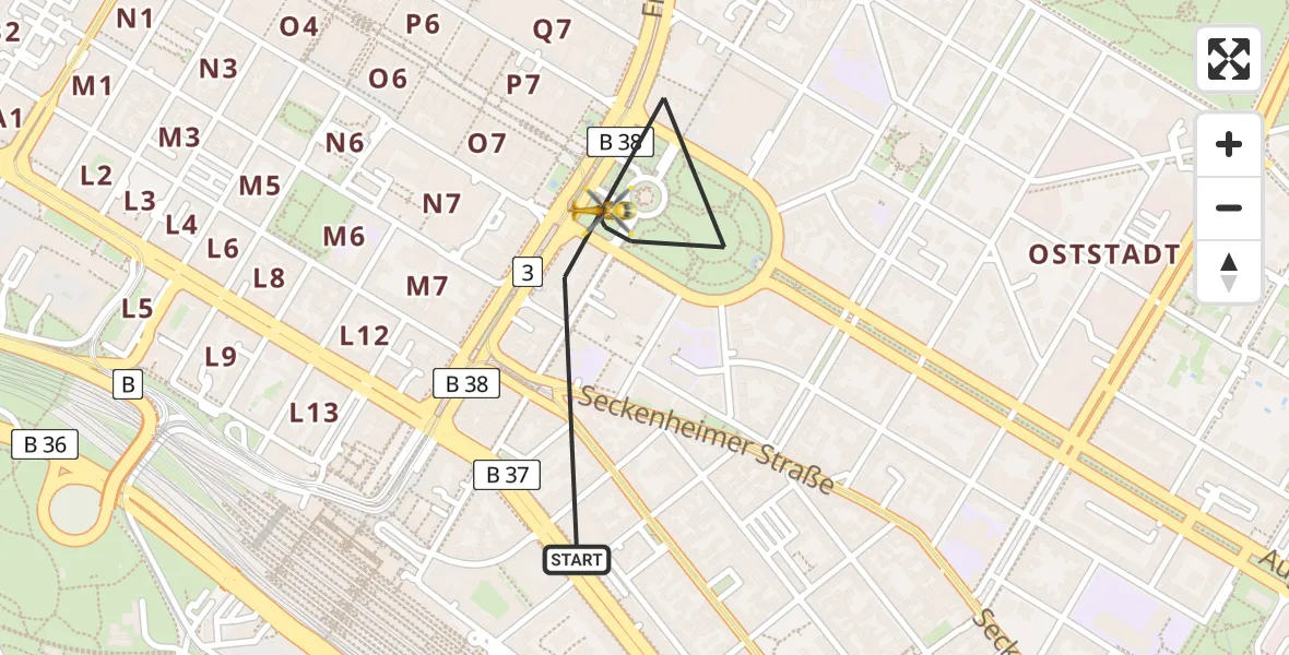 Flugroute Rettungshubschrauber Mannheim - Mannheim, 29 Juni 2026, 07:51