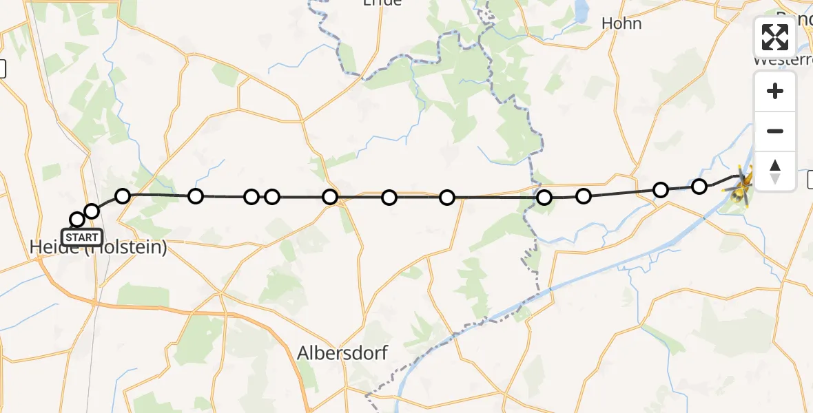 Flugroute Ambulanzhubschrauber Heide - Hörsten, 29 Juni 2026, 07:53