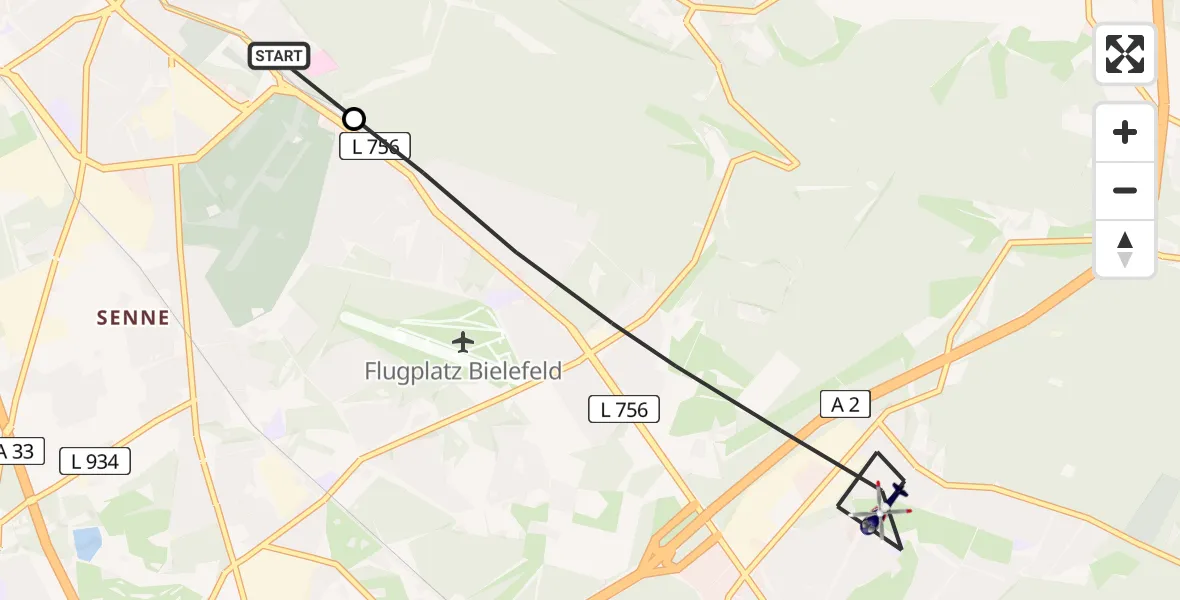 Flugroute Polizeihubschrauber Luftrettungszentrum Bielefeld - Bielefeld, 29 Juni 2026, 07:53