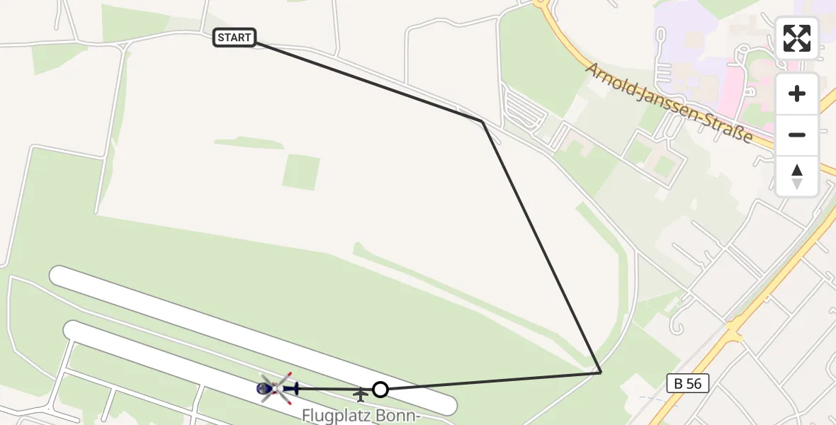 Flugroute Polizeihubschrauber Sankt Augustin - Bonn-Hangelar Flugplatz, 29 Juni 2026, 08:02