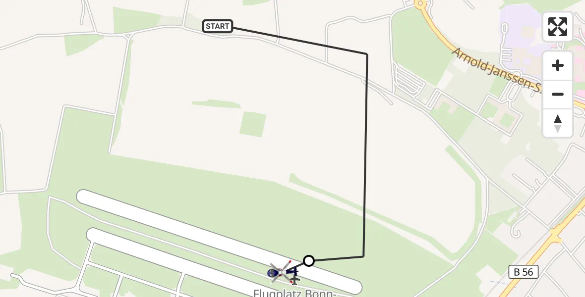 Flugroute Polizeihubschrauber Sankt Augustin - Bonn-Hangelar Flugplatz, 29 Juni 2026, 08:06
