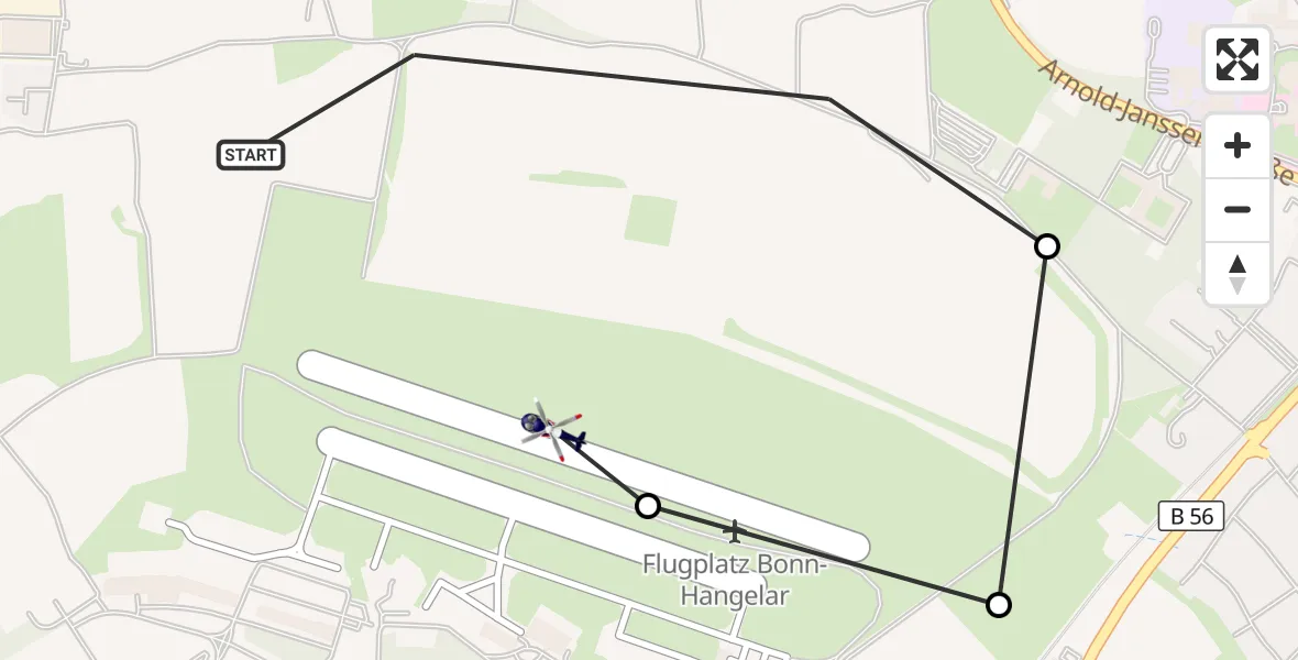 Flugroute Polizeihubschrauber Sankt Augustin - Bonn-Hangelar Flugplatz, 29 Juni 2026, 08:09