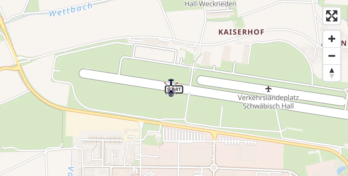 Flugroute Polizeihubschrauber Adolf Würth Flughafen - Adolf Würth Flughafen, 29 Juni 2026, 08:17