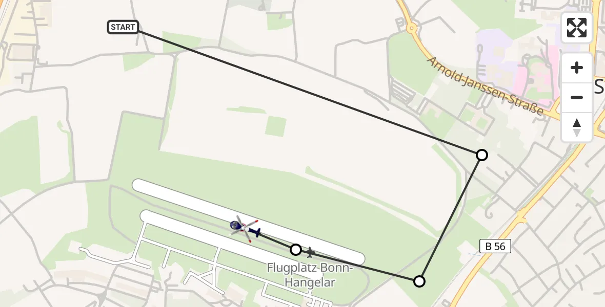 Flugroute Polizeihubschrauber Sankt Augustin - Bonn-Hangelar Flugplatz, 29 Juni 2026, 08:17