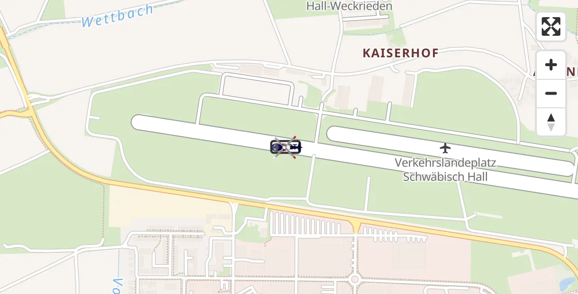 Flugroute Polizeihubschrauber Adolf Würth Flughafen - Adolf Würth Flughafen, 29 Juni 2026, 08:20
