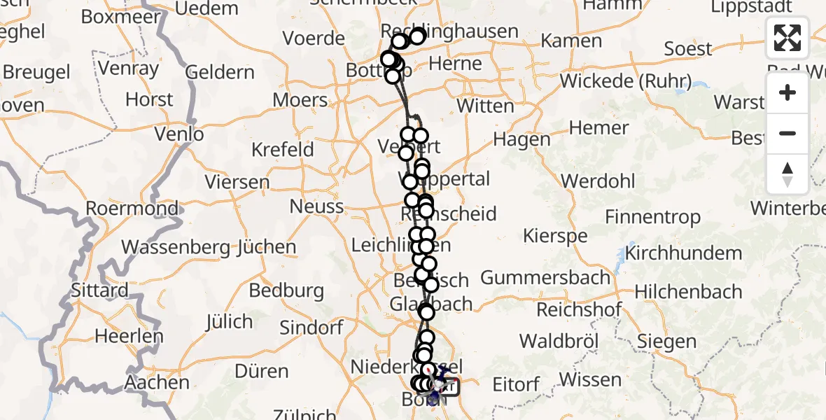 Flugroute Polizeihubschrauber Bonn-Hangelar Flugplatz - Sankt Augustin, 29 Juni 2026, 08:21