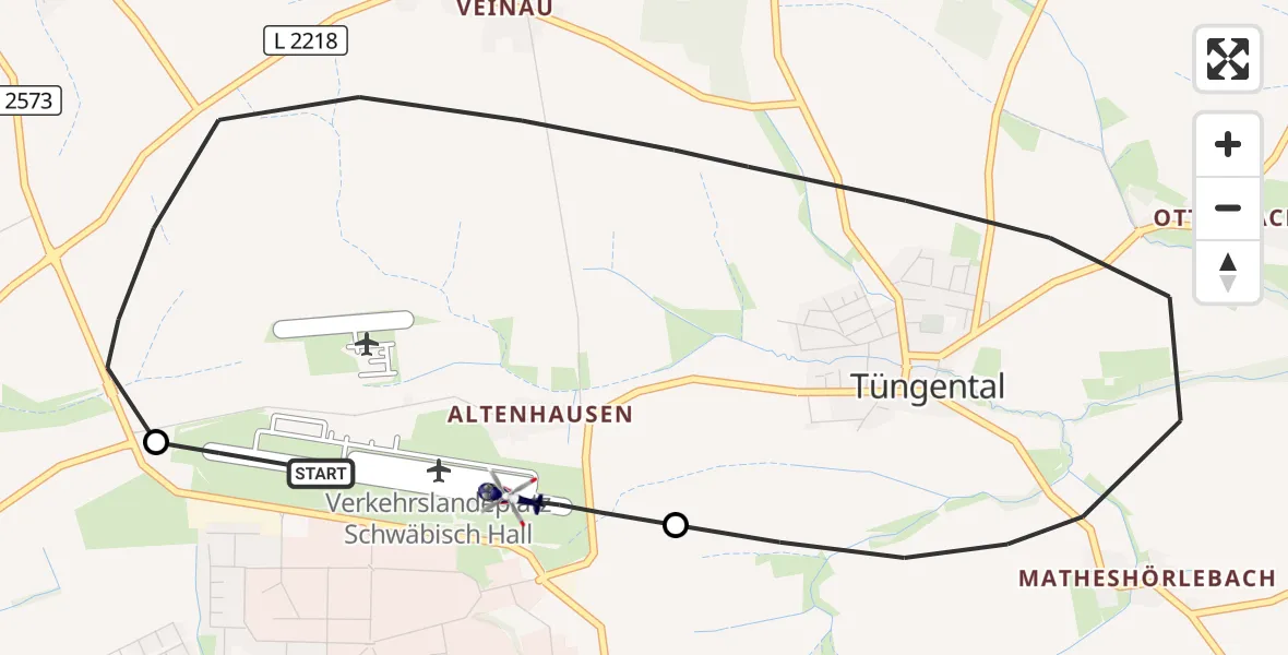 Flugroute Polizeihubschrauber Adolf Würth Flughafen - Adolf Würth Flughafen, 29 Juni 2026, 08:23
