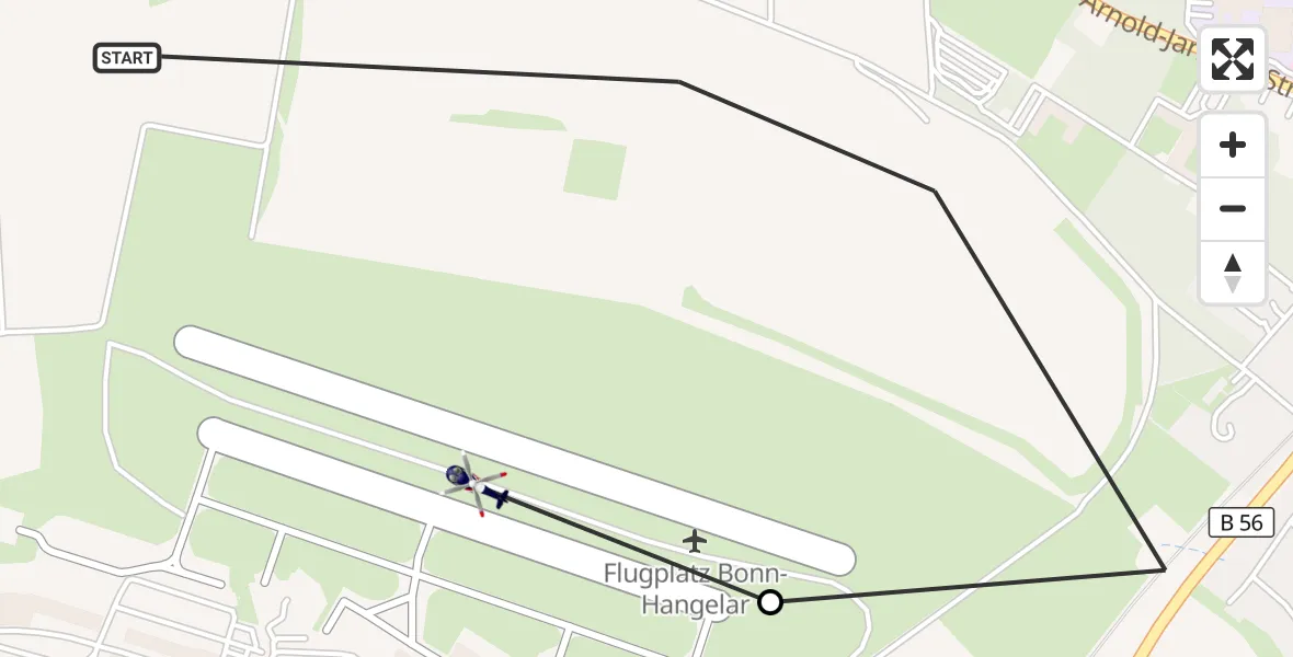 Flugroute Polizeihubschrauber Sankt Augustin - Bonn-Hangelar Flugplatz, 29 Juni 2026, 08:30