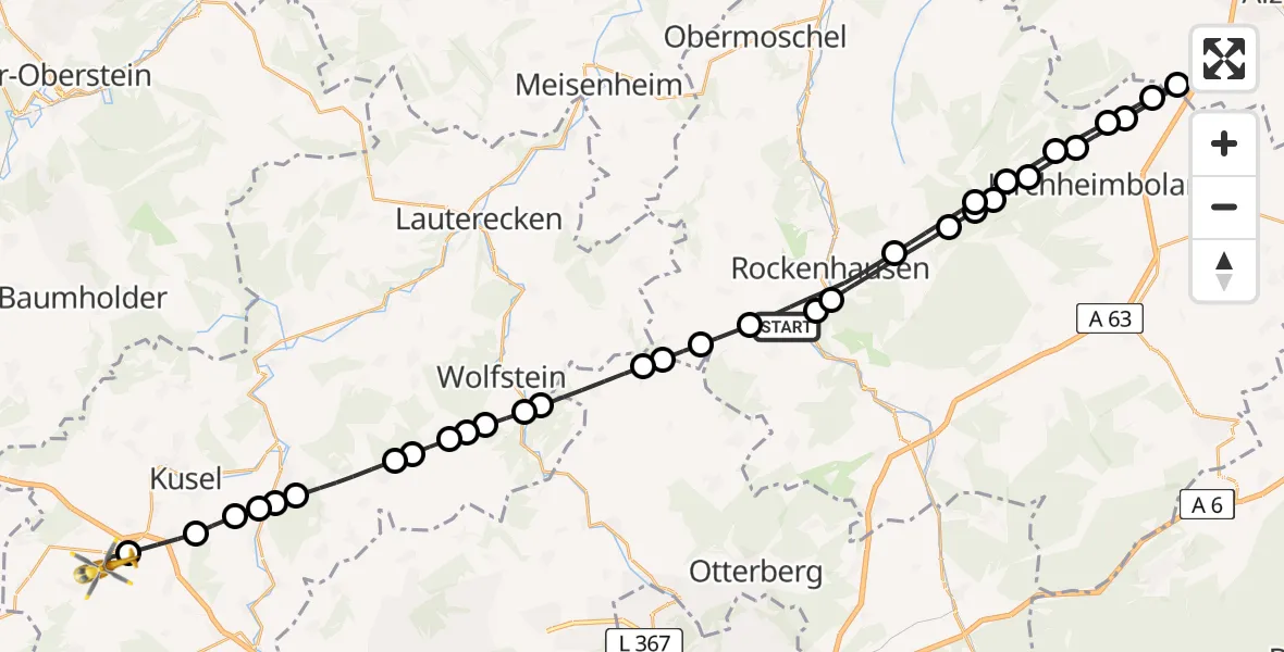 Flugroute Rettungshubschrauber Imsweiler UL - Konken, 29 Juni 2026, 08:32