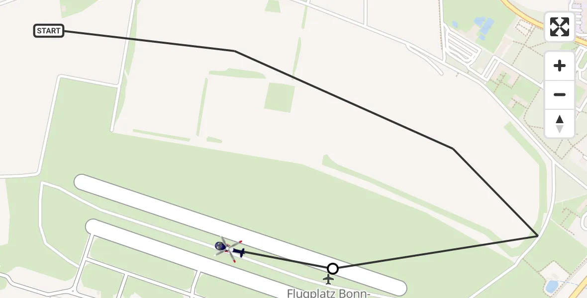 Flugroute Polizeihubschrauber Sankt Augustin - Bonn-Hangelar Flugplatz, 29 Juni 2026, 08:34