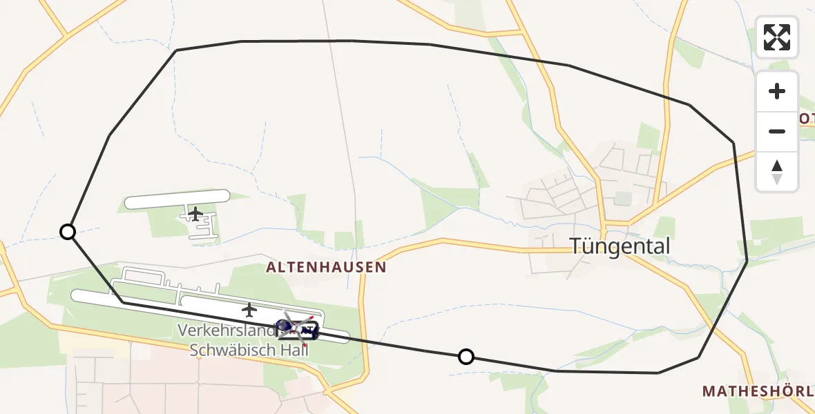 Flugroute Polizeihubschrauber Adolf Würth Flughafen - Adolf Würth Flughafen, 29 Juni 2026, 08:41