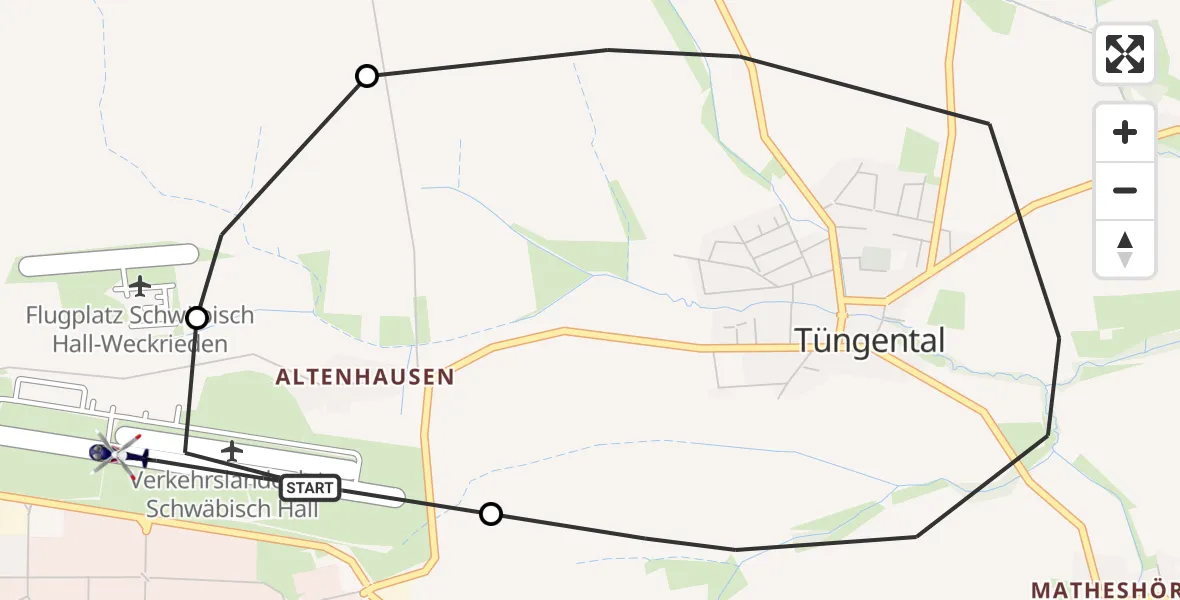 Flugroute Polizeihubschrauber Adolf Würth Flughafen - Adolf Würth Flughafen, 29 Juni 2026, 09:01