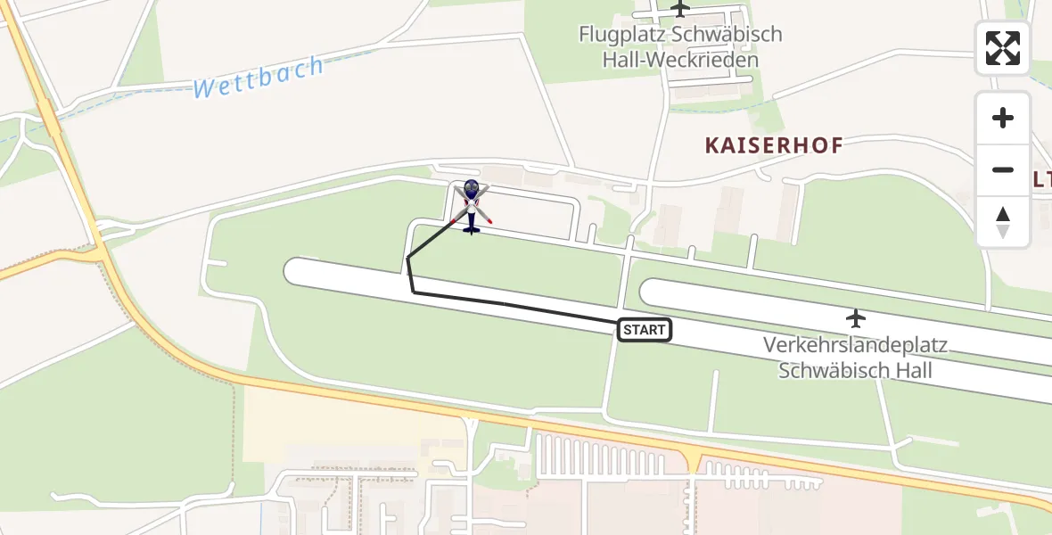 Flugroute Polizeihubschrauber Adolf Würth Flughafen - Schwäbisch Hall, 29 Juni 2026, 09:06