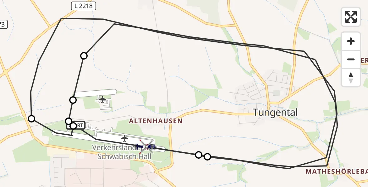 Flugroute Polizeihubschrauber Schwäbisch Hall - Adolf Würth Flughafen, 29 Juni 2026, 09:14