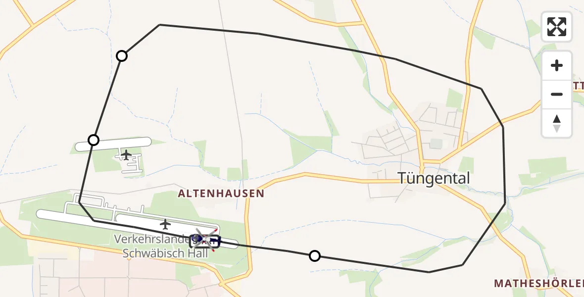 Flugroute Polizeihubschrauber Adolf Würth Flughafen - Adolf Würth Flughafen, 29 Juni 2026, 09:34