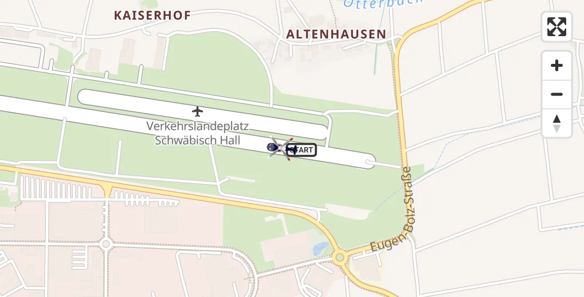 Flugroute Polizeihubschrauber Adolf Würth Flughafen - Adolf Würth Flughafen, 29 Juni 2026, 09:42