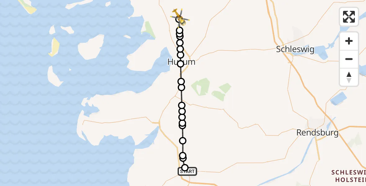 Flugroute Rettungshubschrauber Heide - Drelsdorf, 29 Juni 2026, 09:43