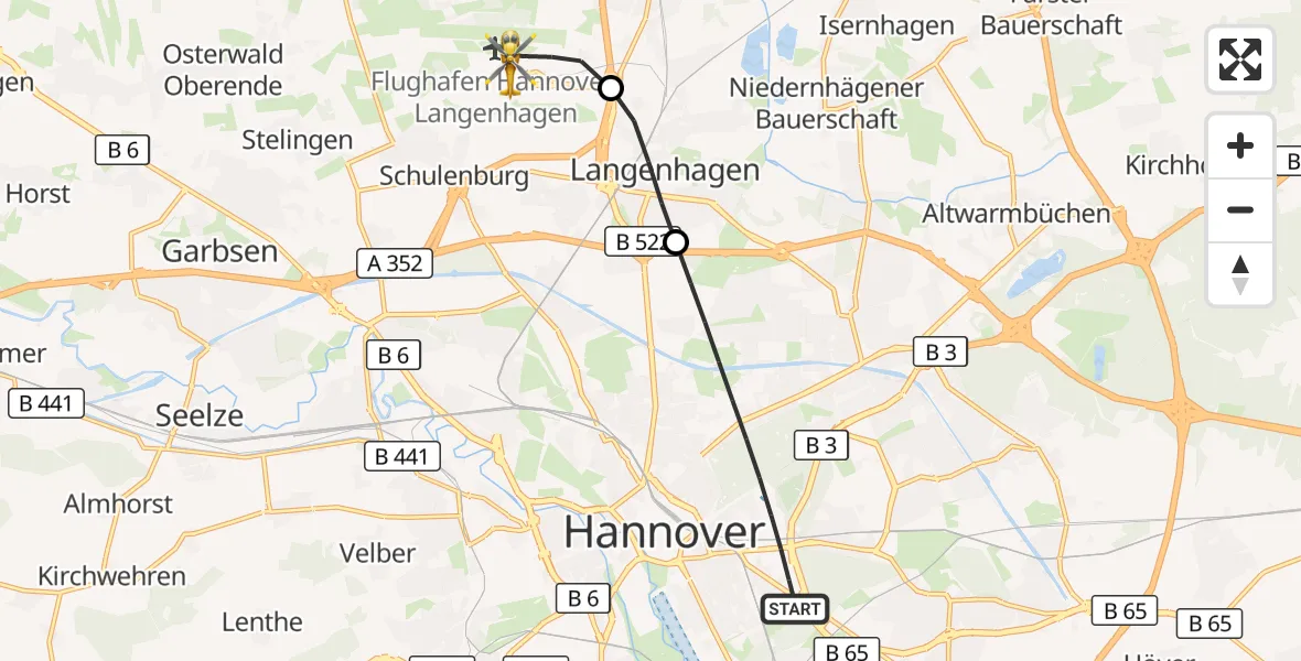 Flugroute Rettungshubschrauber Hannover - Flughafen Hannover, 29 Juni 2026, 09:52