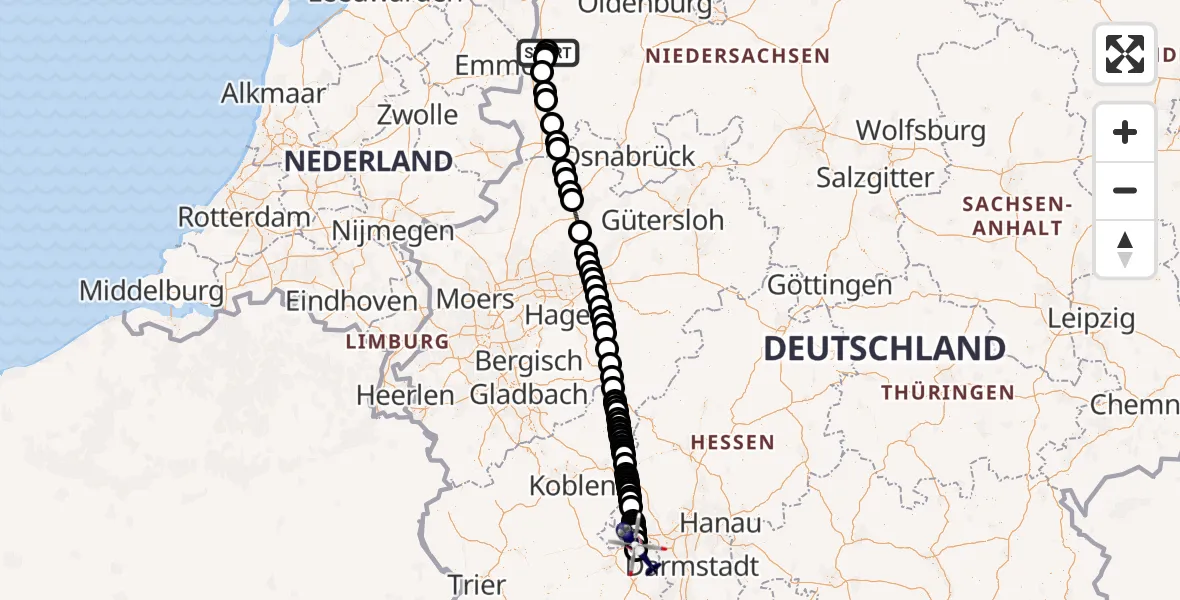Flugroute Polizeihubschrauber Lathen - Mainz-Finthen Flugplatz, 29 Juni 2026, 10:30