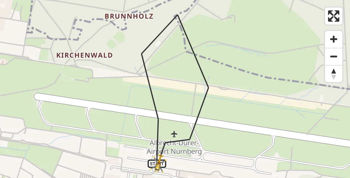 Flugroute Rettungshubschrauber Flughafen Nuremberg - Flughafen Nuremberg, 29 Juni 2026, 10:48