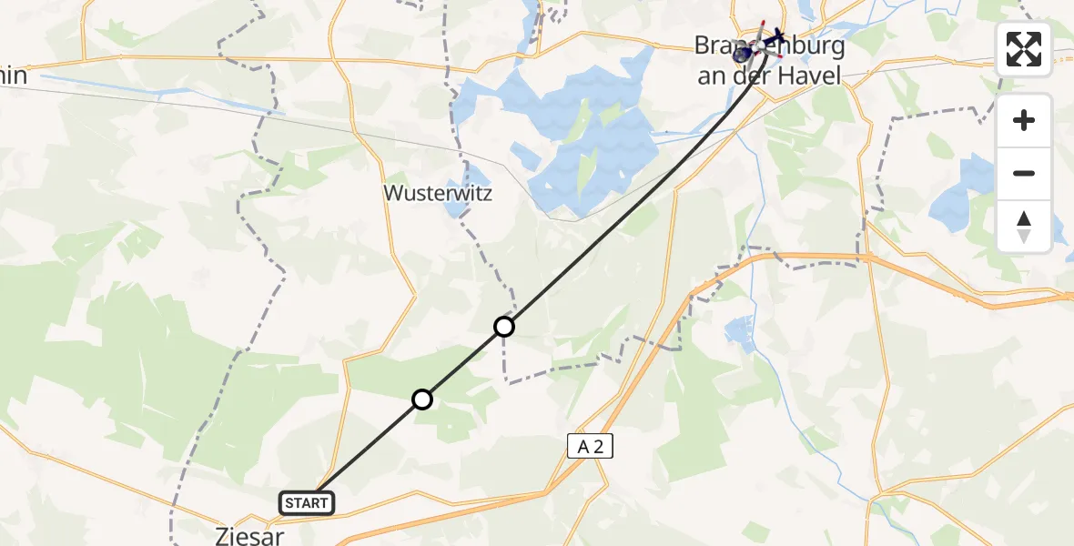 Flugroute Polizeihubschrauber Ziesar - Brandenburg an der Havel, 29 Juni 2026, 11:21