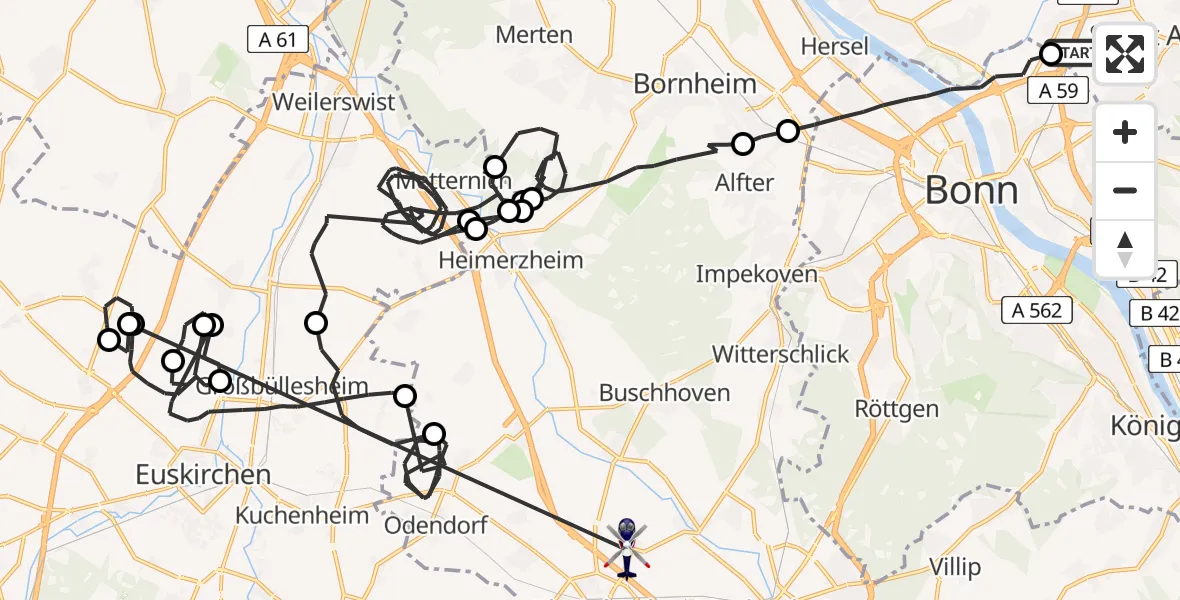 Flugroute Polizeihubschrauber Sankt Augustin - Rheinbach, 29 Juni 2026, 11:29
