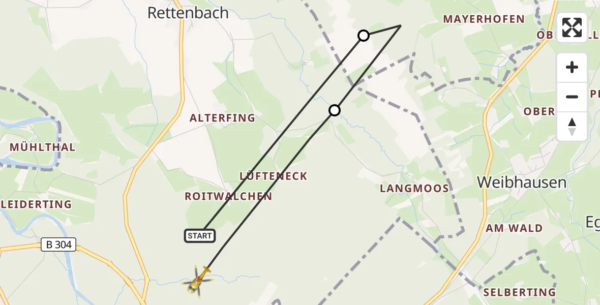 Flugroute Rettungshubschrauber Traunstein - Traunstein, 29 Juni 2026, 11:39
