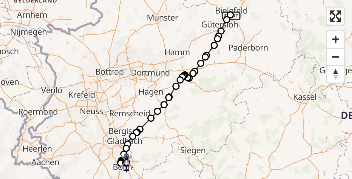 Flugroute Polizeihubschrauber Luftrettungszentrum Bielefeld - Sankt Augustin, 29 Juni 2026, 11:57